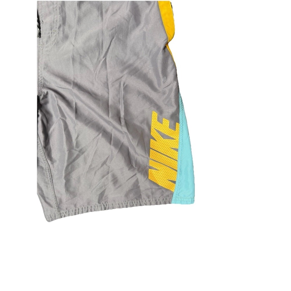 Nike Swim / Board Shorts Mens Sz XL Gray Orange ,Aqua .Mesh Lined Pockets - Picture 2 of 10